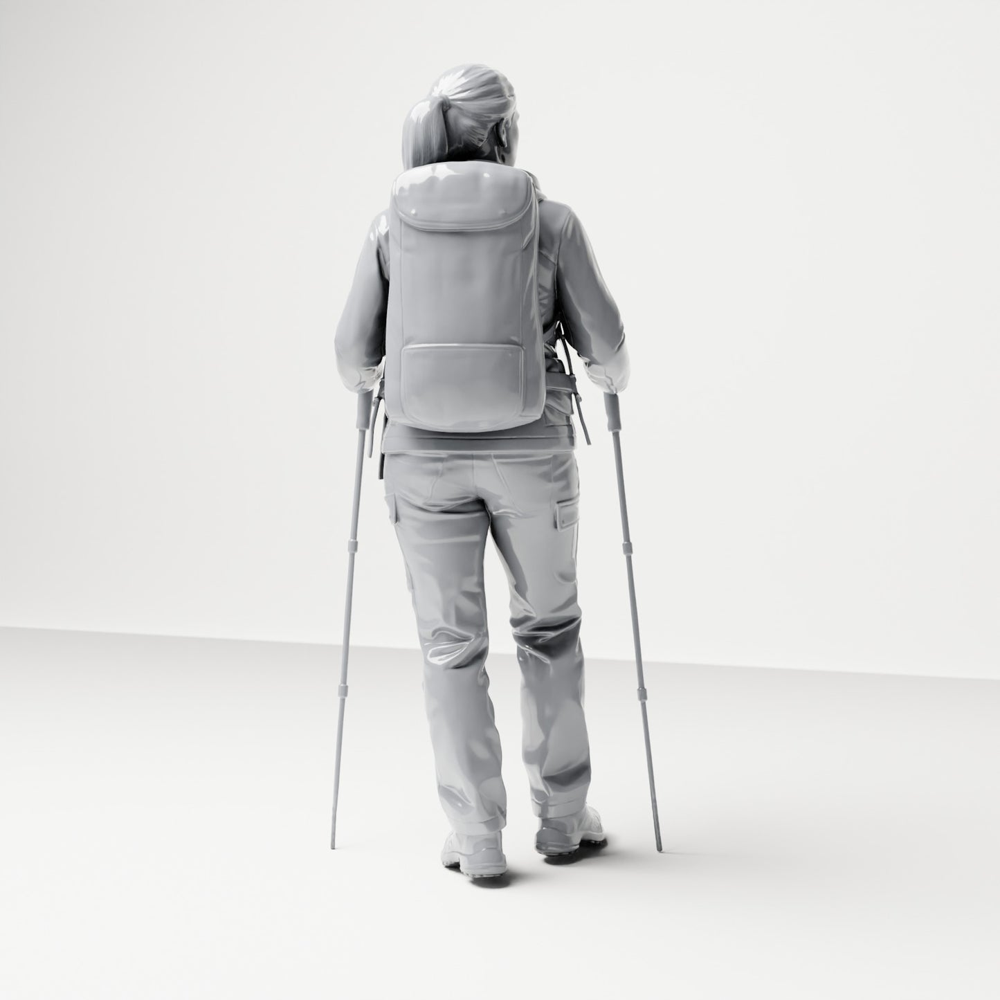 Diorama model building product photo 2: Standing figure: Wanderer with backpack & two trekking poles (B039)