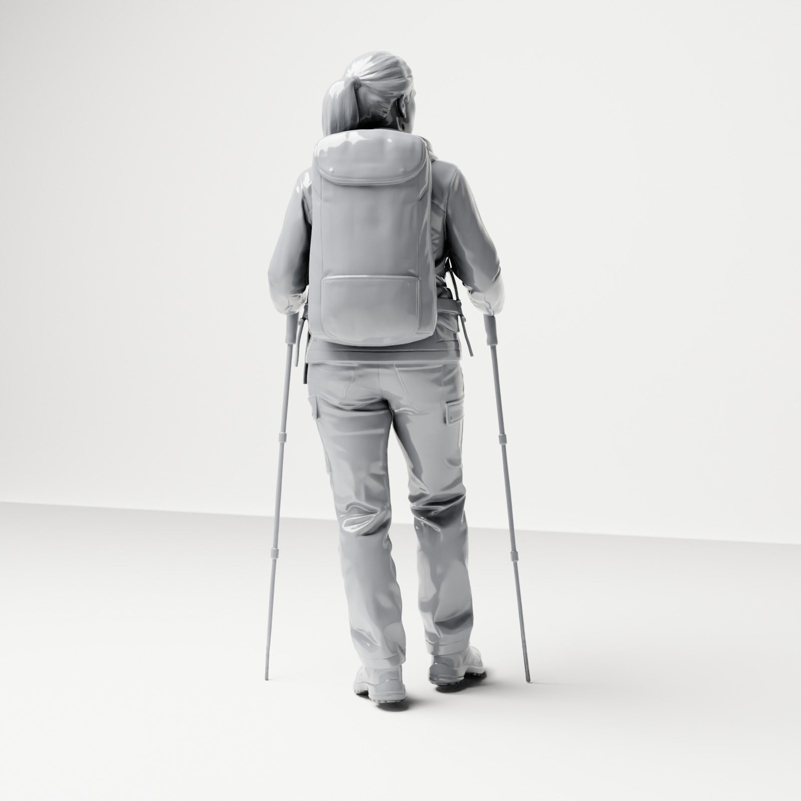 Diorama model building product photo 2: Standing figure: Wanderer with backpack & two trekking poles (B039)