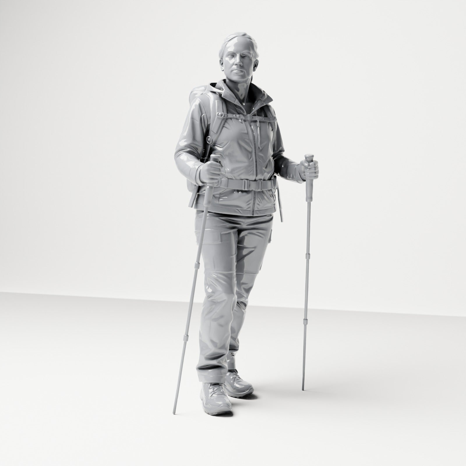 Diorama model building product photo 3: Standing figure: Wanderer with backpack & two trekking poles (B039)
