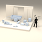 Diorama Modellbau Produktfoto 3: Diorama Miniatur Hofzubehör: Handkarren mit Getreidesäcken, Kisten und Fass (h0_32)
