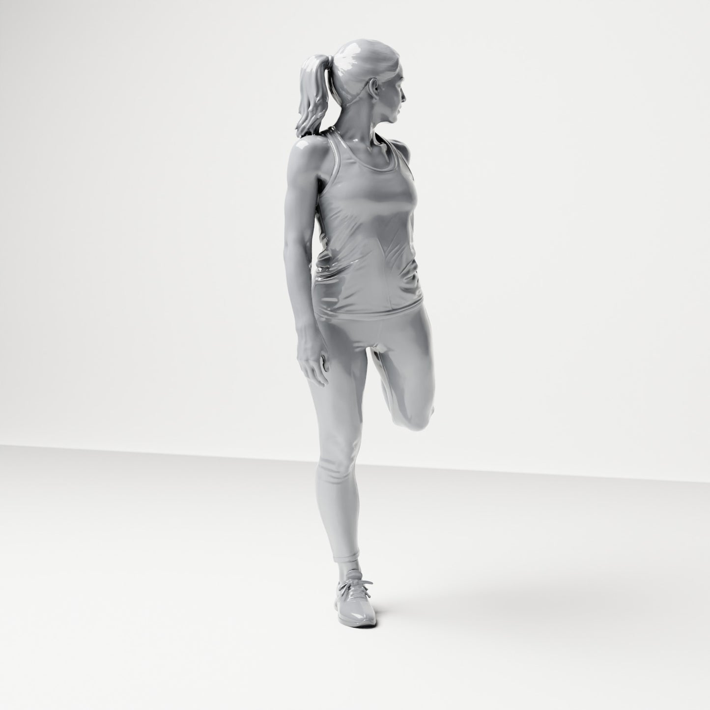Diorama model building product photo 3: Standing figure: Athlete in stretching pose, holding foot behind body (B040)