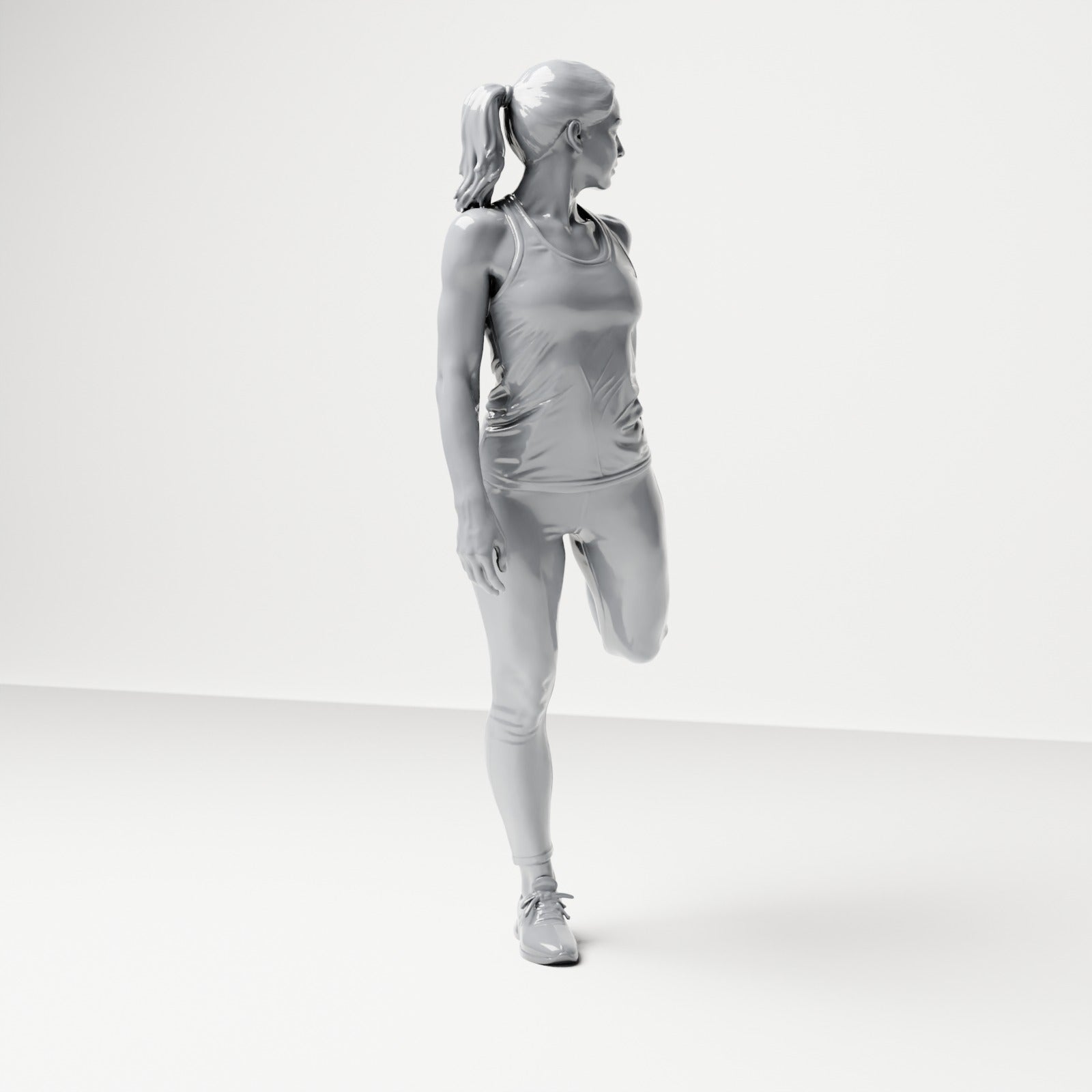 Diorama model building product photo 3: Standing figure: Athlete in stretching pose, holding foot behind body (B040)