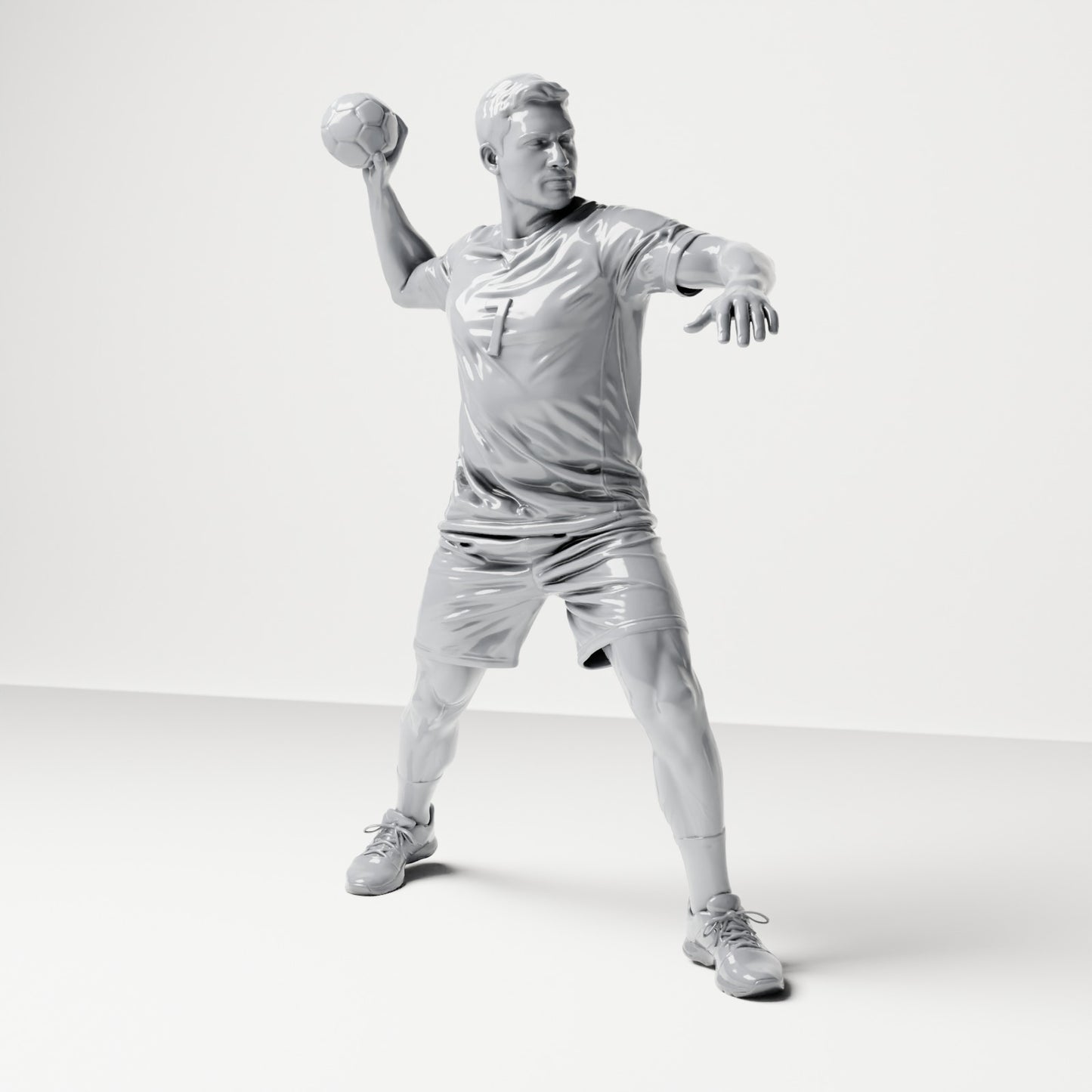 Diorama model building product photo 0: Standing figure: Athlete in throwing pose with ball in right hand (B041)