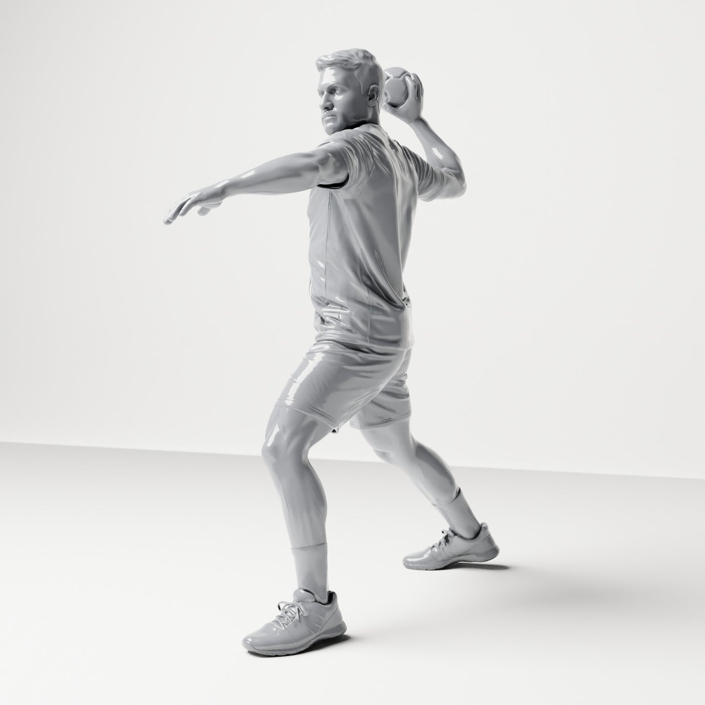 Diorama model building product photo 1: Standing figure: Athlete in throwing pose with ball in right hand (B041)