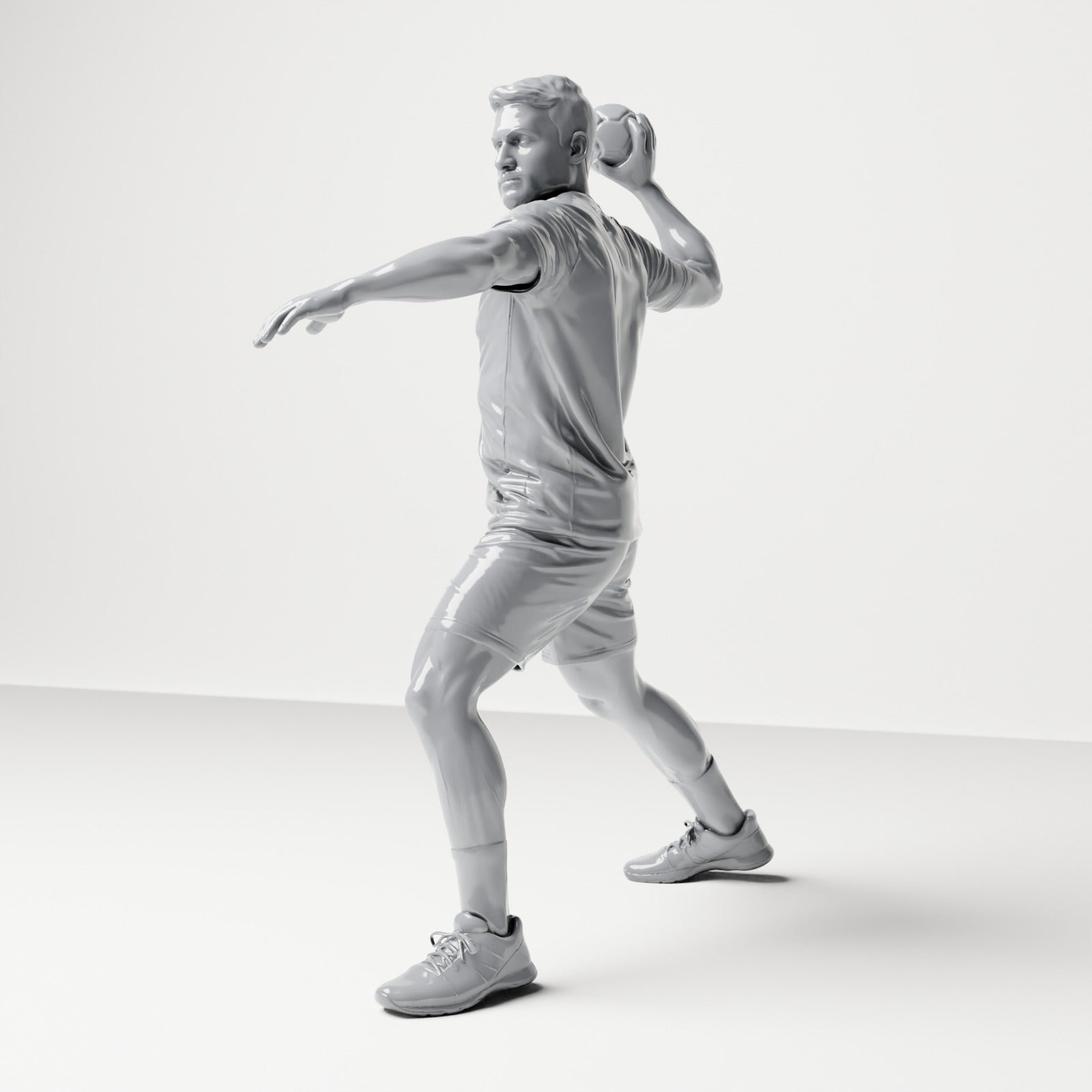 Diorama model building product photo 1: Standing figure: Athlete in throwing pose with ball in right hand (B041)
