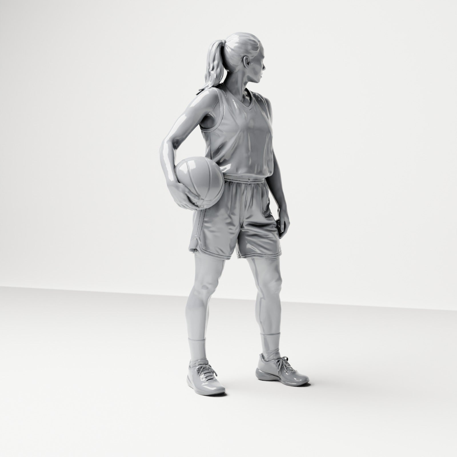 Diorama model building product photo 3: Standing figure: basketball player with ball at hip (B042)