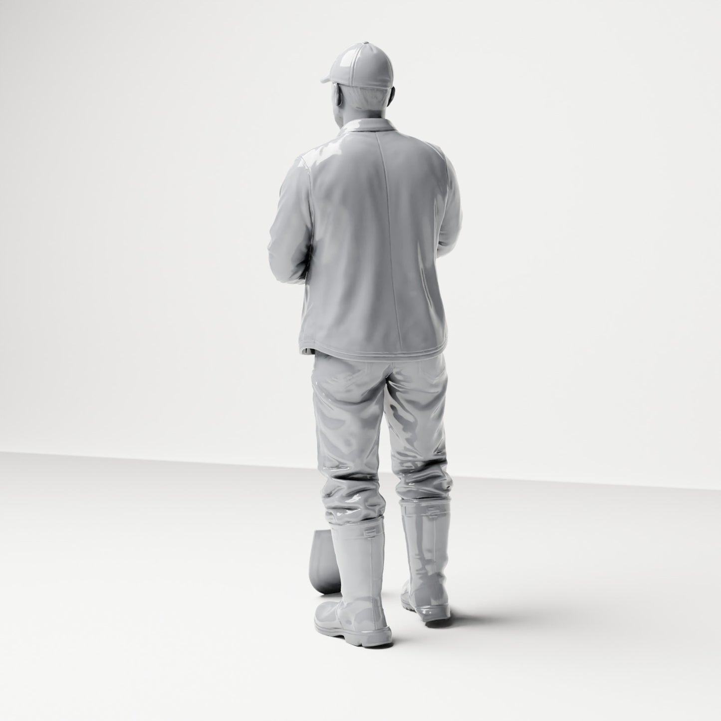 Diorama model-making product photo 2: Standing figure: construction worker with long-handled shovel (B045)