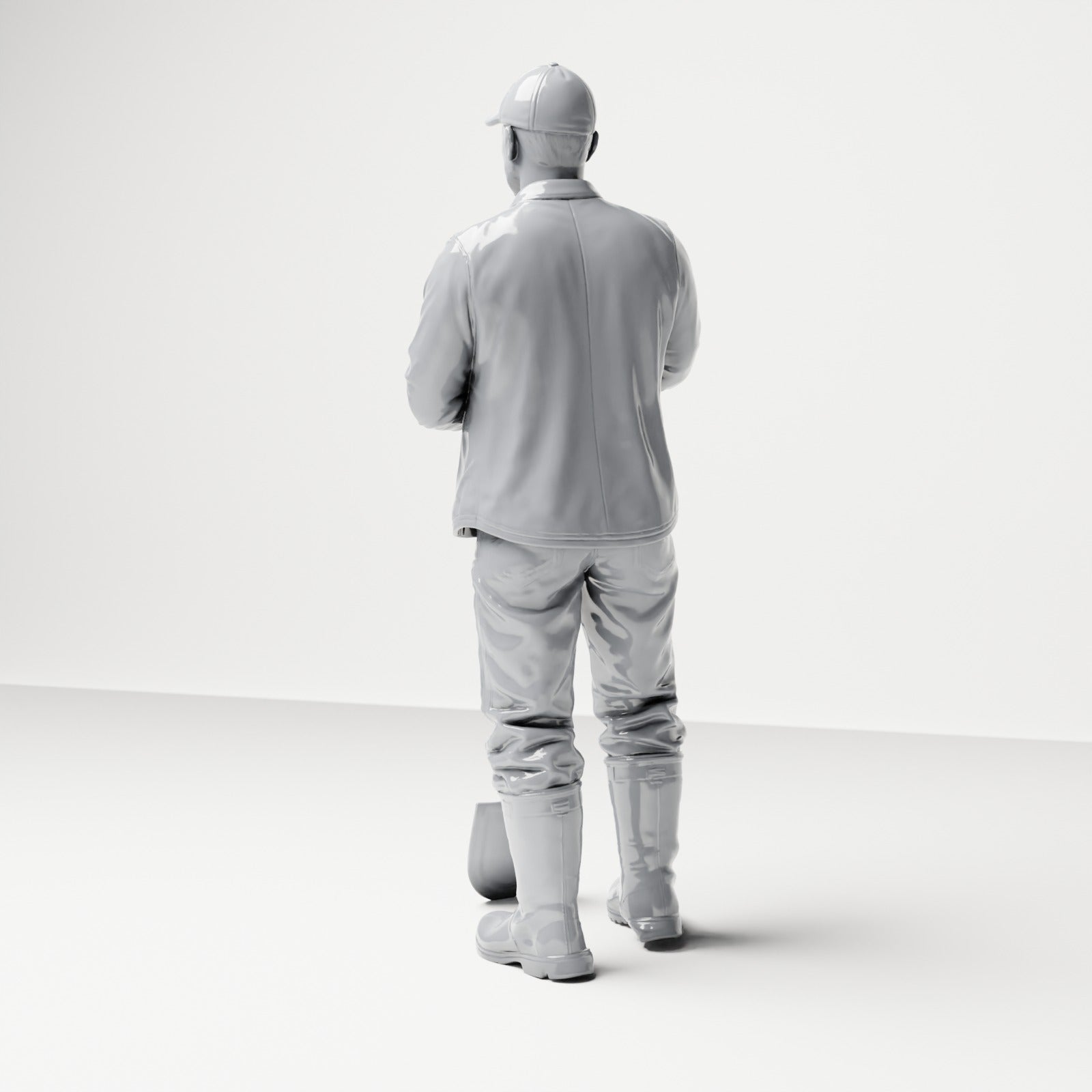 Diorama model-making product photo 2: Standing figure: construction worker with long-handled shovel (B045)