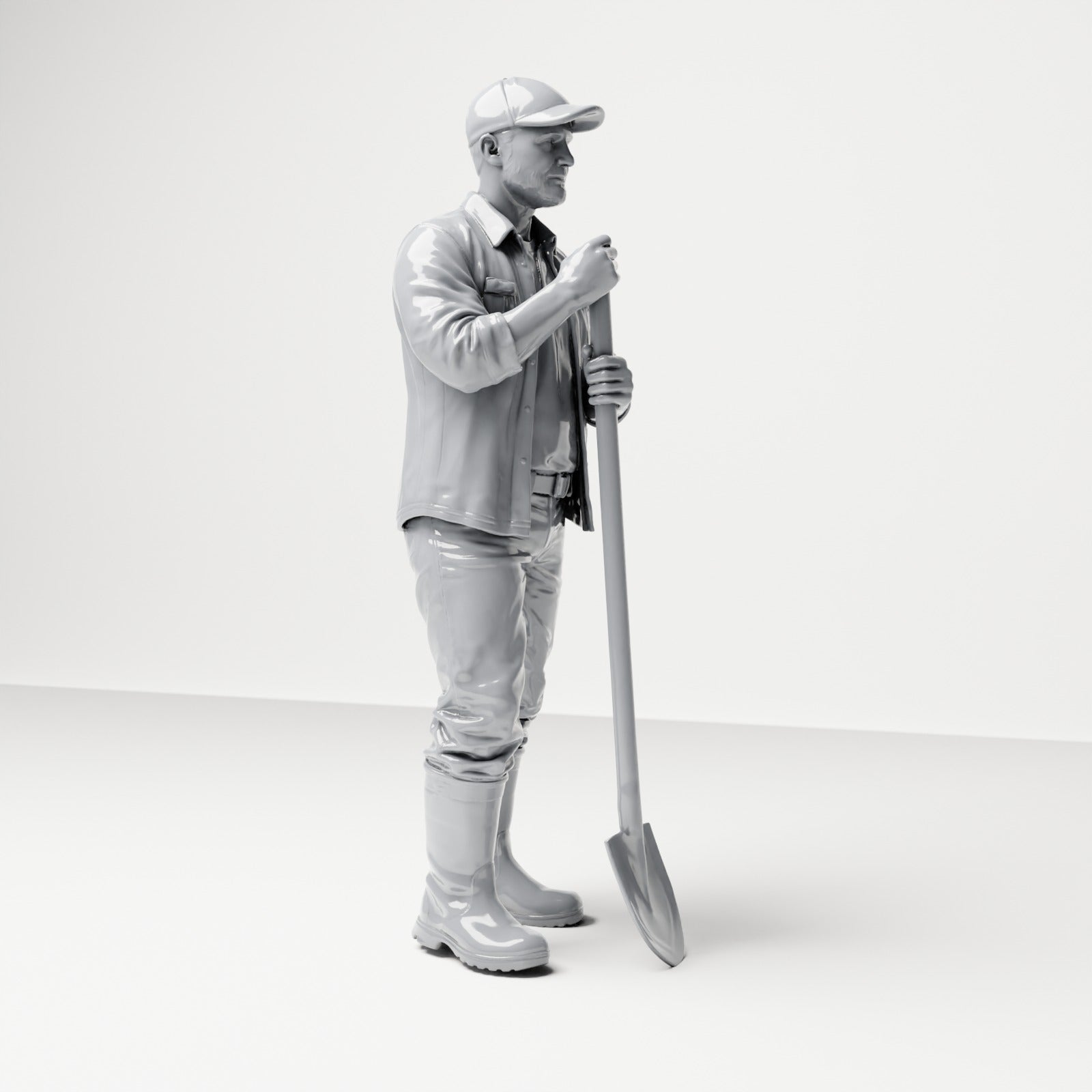 Diorama model-making product photo 3: Standing figure: construction worker with long-handled shovel (B045)