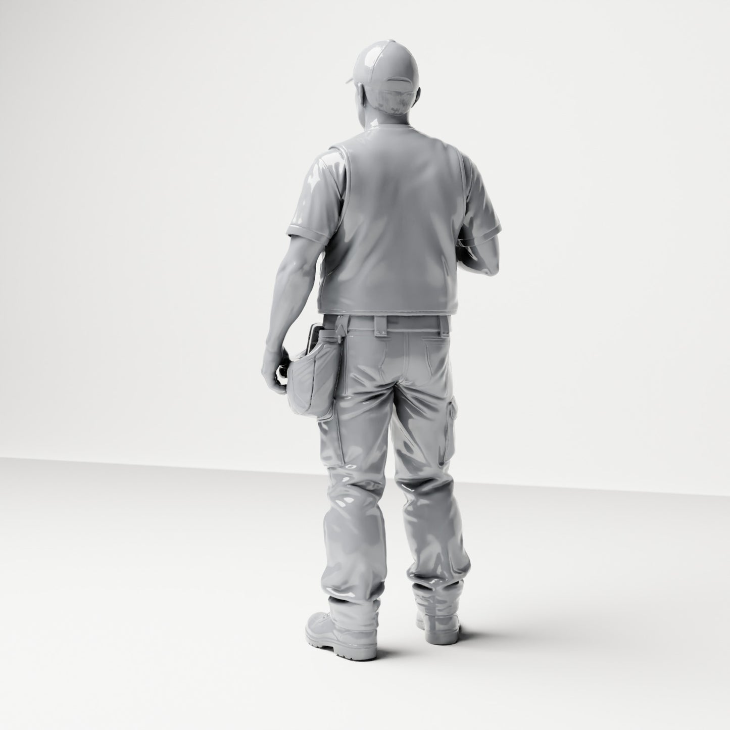 Diorama model-making product photo 2: Standing figure: craftsman with tool bag & cordless drill (B046)