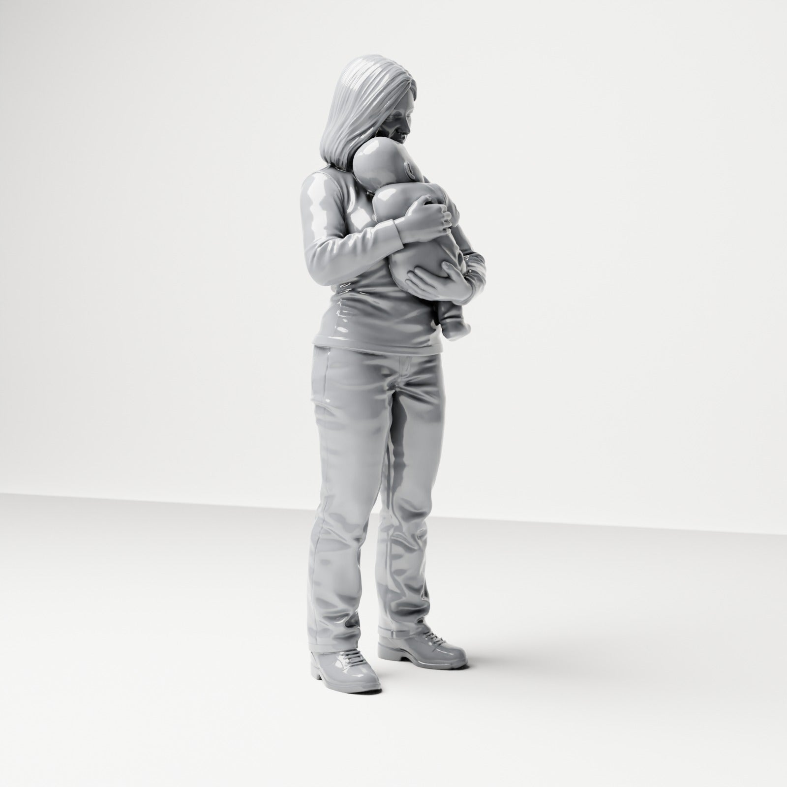 Diorama model-making product photo 3: Standing figure: mother holding baby (B047)