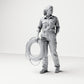 Diorama model-making product photo 0: Standing figure: female ship crew member in workwear with lifebuoy (B049)