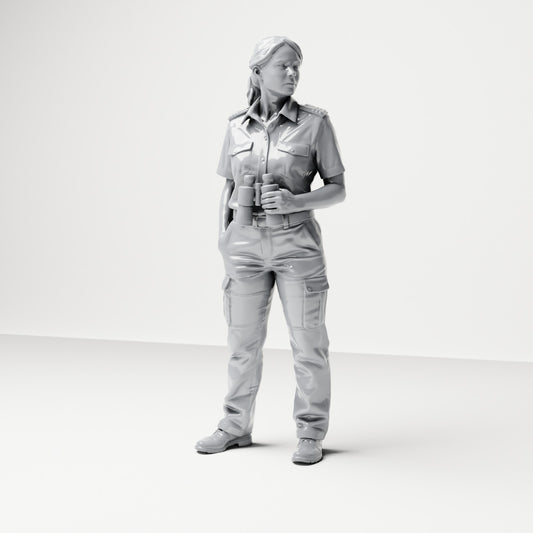 Diorama model-making product photo 0: Standing figure: female ship crew member in uniform with binoculars (B050)