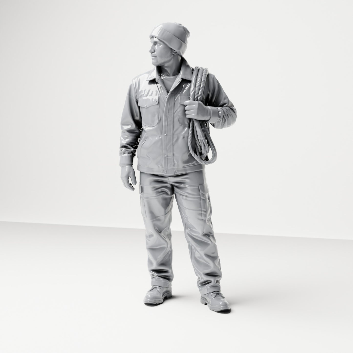 Diorama model-making product photo 0: Standing figure: ship crew member in work clothes with rope coil (B052)