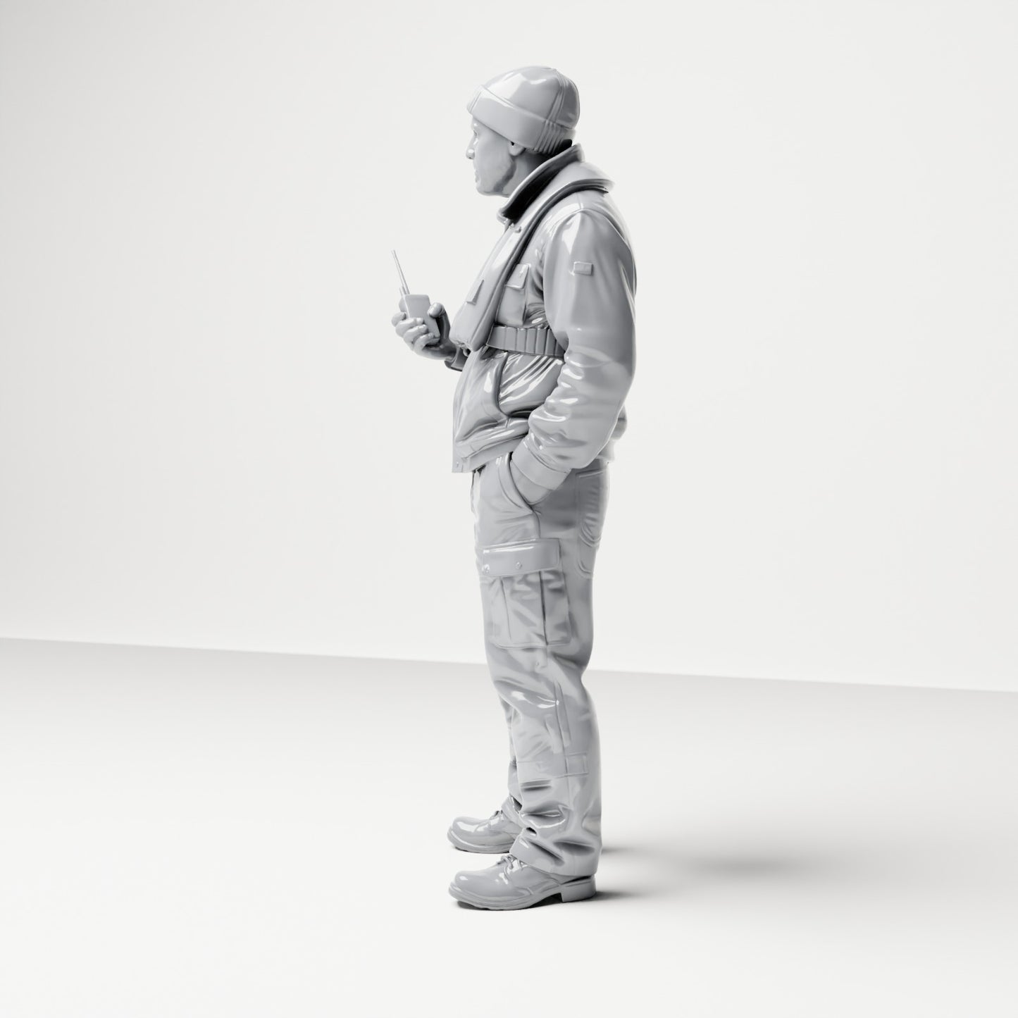 Diorama model making product photo 1: Standing figure: ship crew member with cap, life jacket & radio (B053)