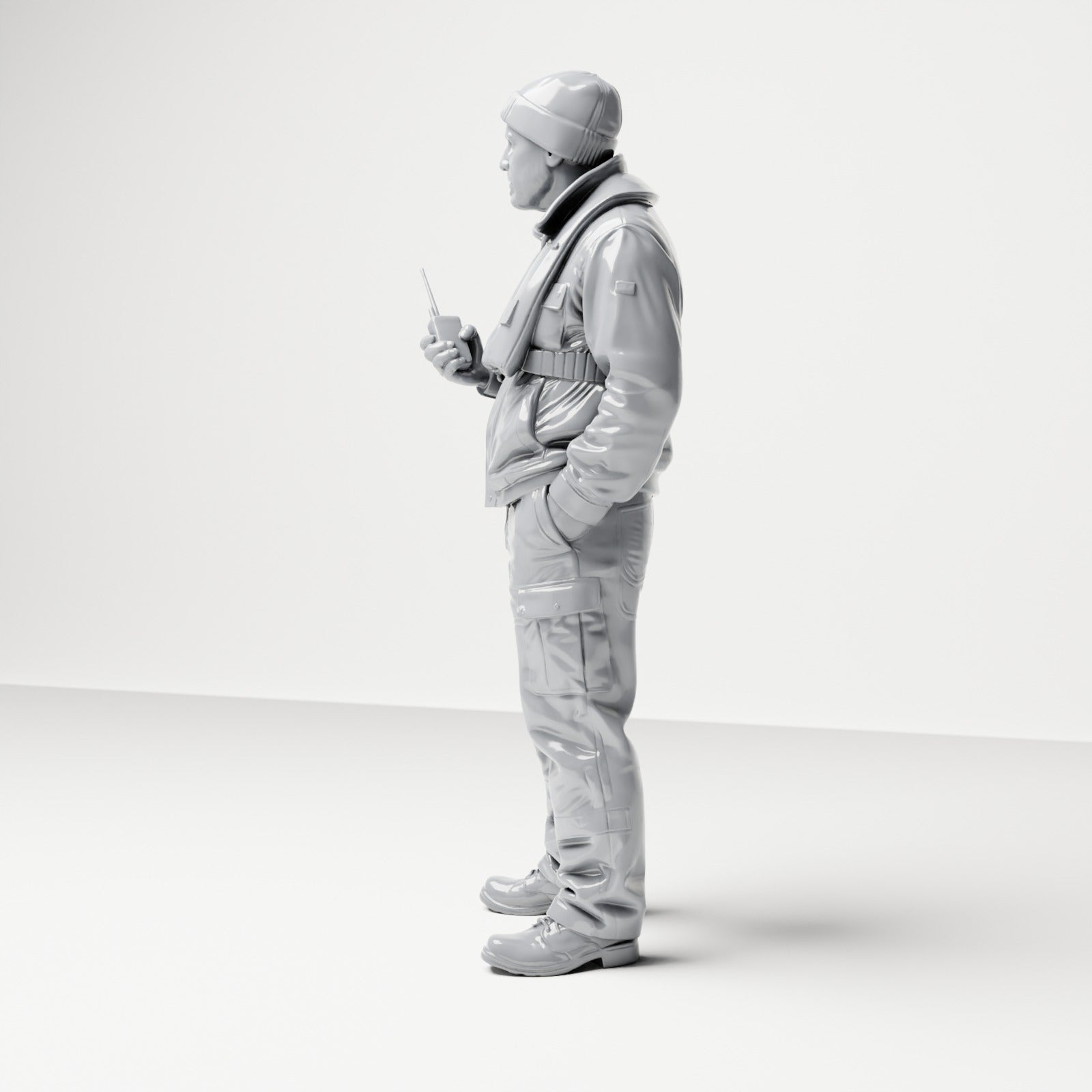 Diorama model making product photo 1: Standing figure: ship crew member with cap, life jacket & radio (B053)