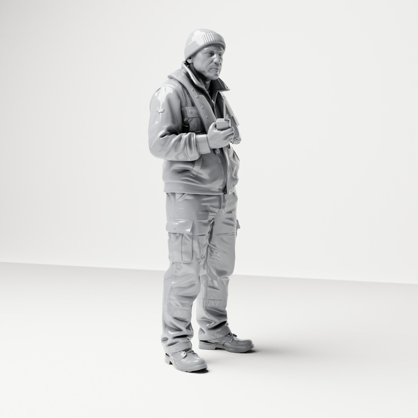 Diorama model-making product photo 3: Standing figure: ship crew member with cap, life jacket & radio (B053)