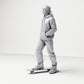 Diorama model-making product photo 1: Standing figure: Skater with cap, hoodie & skateboard (B054)