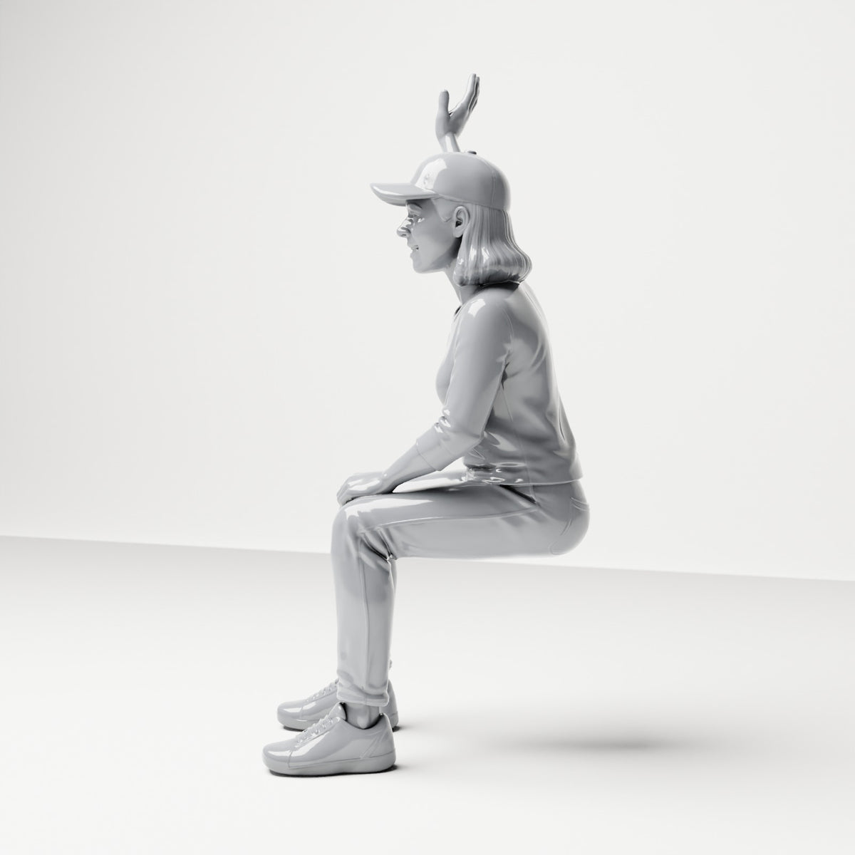 Diorama model-making product photo 1: Seated figure: female spectator with raised arm (B059)