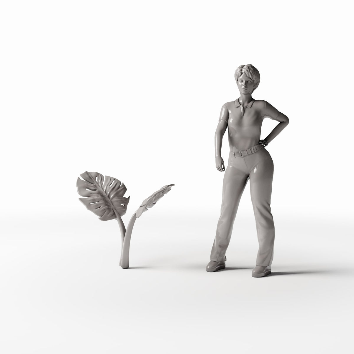 Set 05: miniature plant Ref. 480D with a human figure for scale (Monstera)