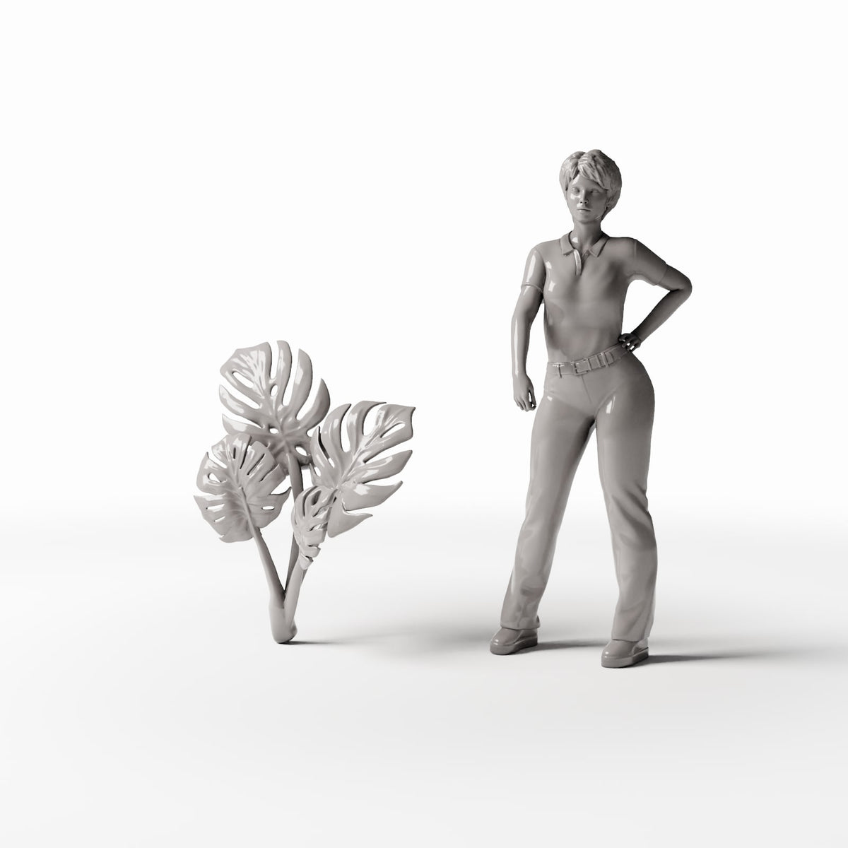 Set 05: miniature plant Ref. 482D with a human figure for scale (Monstera)
