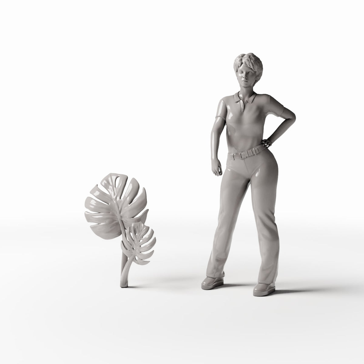 Set 05: miniature plant Ref. 483D with a human figure for scale (Monstera)