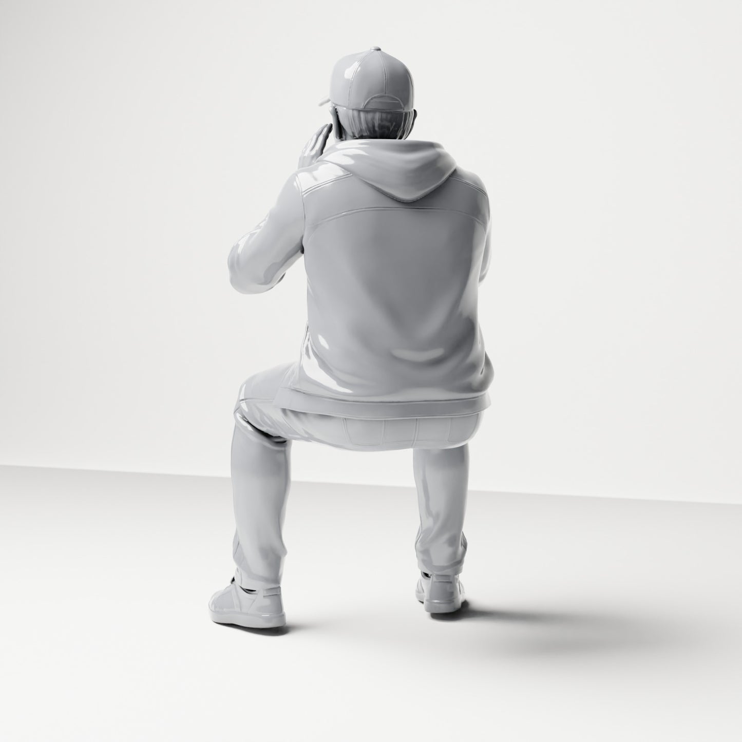 Diorama model making product photo 2: Seated figure: calling spectator with hands around mouth (B060)