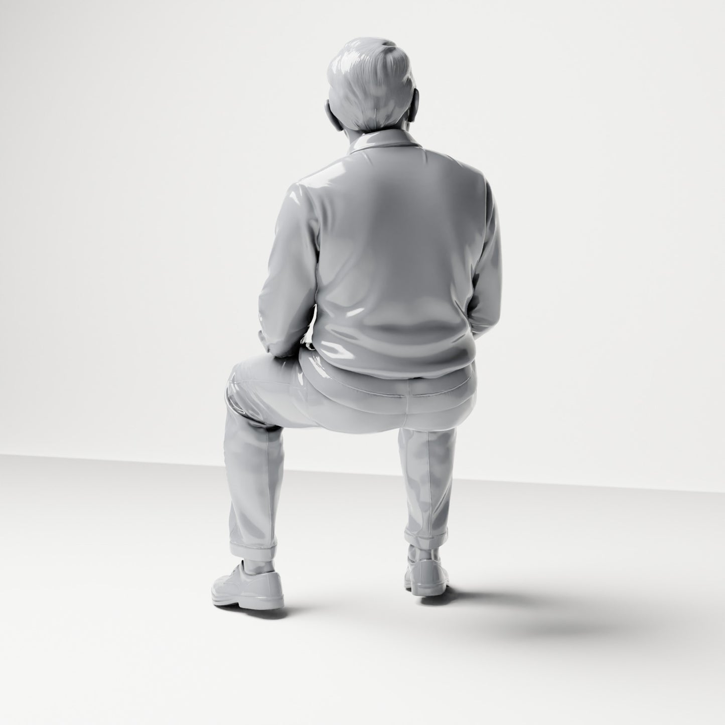 Diorama model-making product photo 2: Seated figure: Male spectator with hands on thighs (B061)