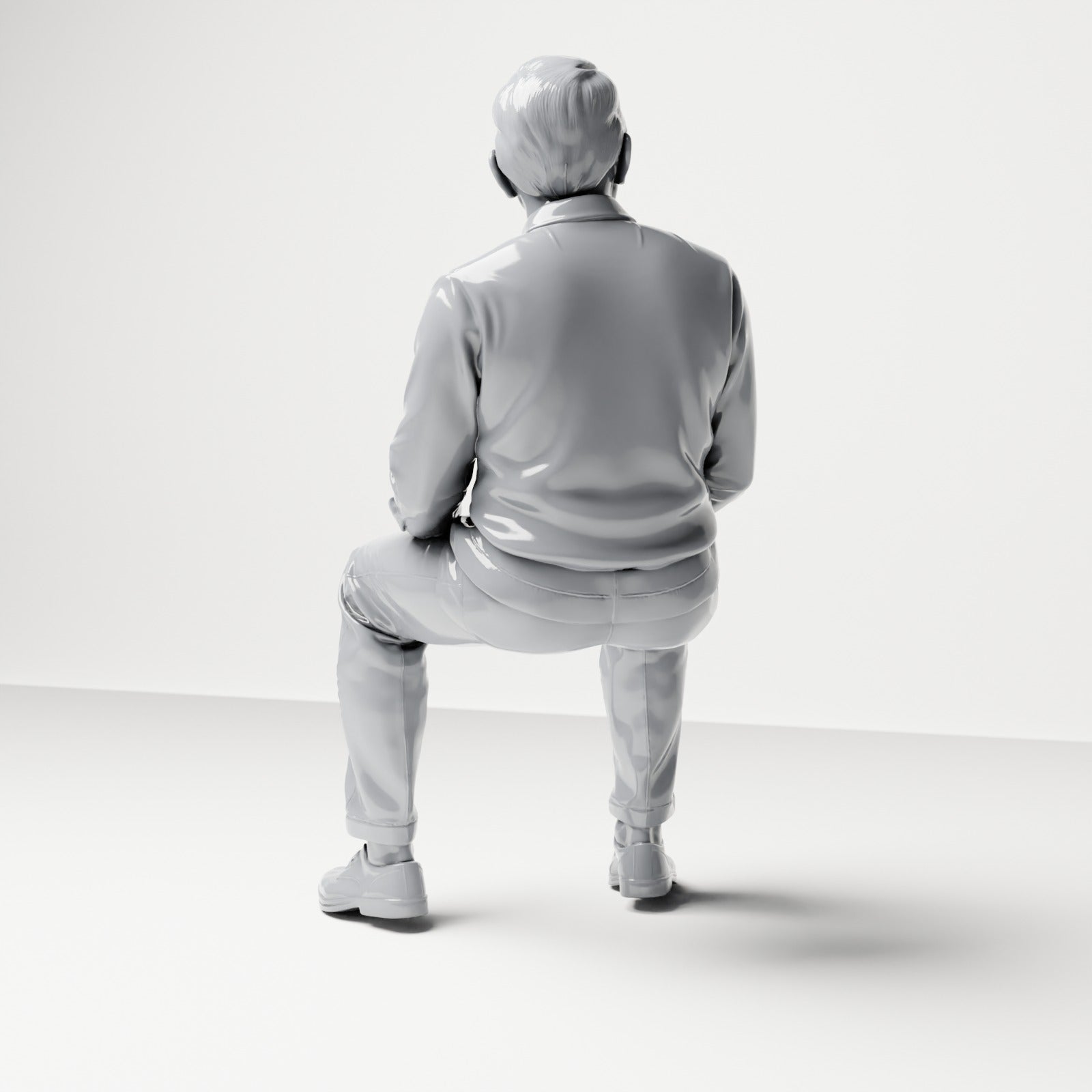Diorama model-making product photo 2: Seated figure: Male spectator with hands on thighs (B061)
