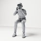 Diorama model-making product photo 0: Seated figure: spectator shouting with hands cupped around mouth (B062)