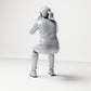 Diorama model-making product photo 2: Seated figure: spectator shouting with hands cupped around mouth (B062)