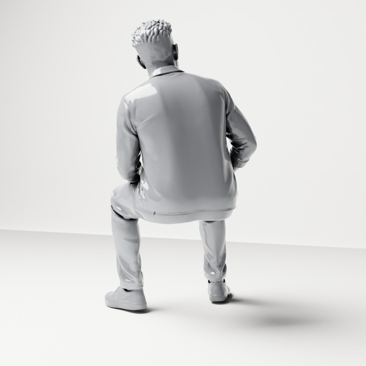 Diorama model-making product photo 2: Seated figure: man with legs apart and hands on thighs (B063)