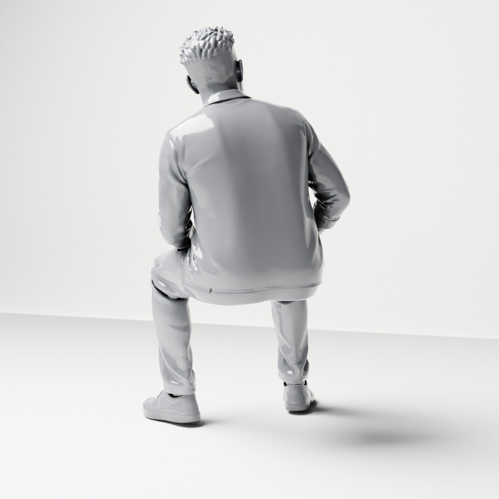 Diorama model-making product photo 2: Seated figure: man with legs apart and hands on thighs (B063)
