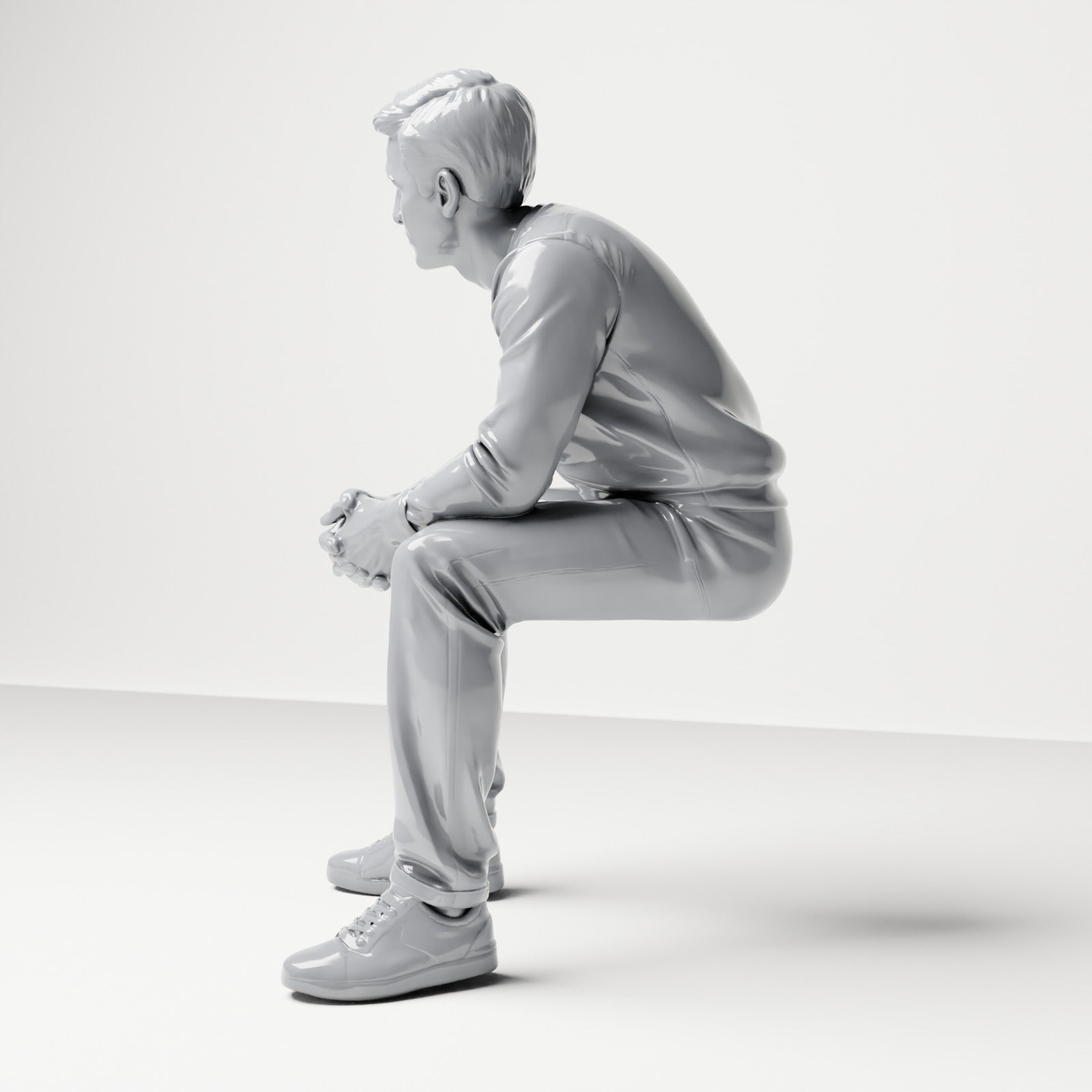 Diorama model-making product photo 1: Seated figure: male spectator with folded hands (B067)