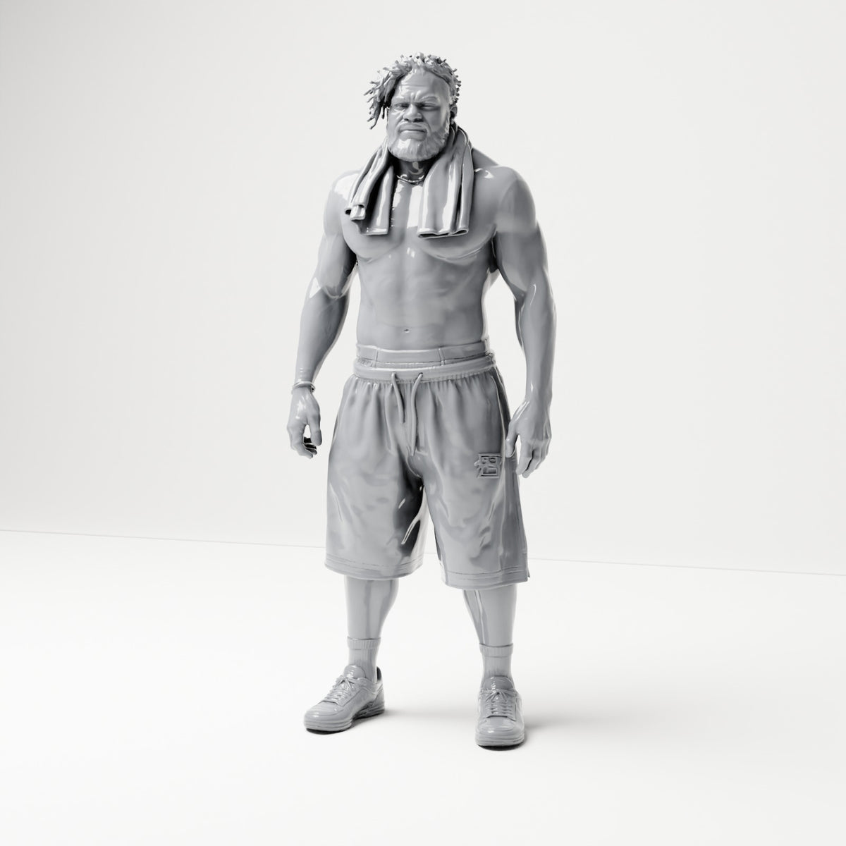 Diorama Modellbau Produktfoto 0: Stehende Figur: Mann mit Shorts, Sportschuhen und Handtuch um den Nacken (B073)
