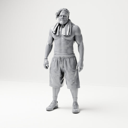 Diorama Modellbau Produktfoto 0: Stehende Figur: Mann mit Shorts, Sportschuhen und Handtuch um den Nacken (B073)