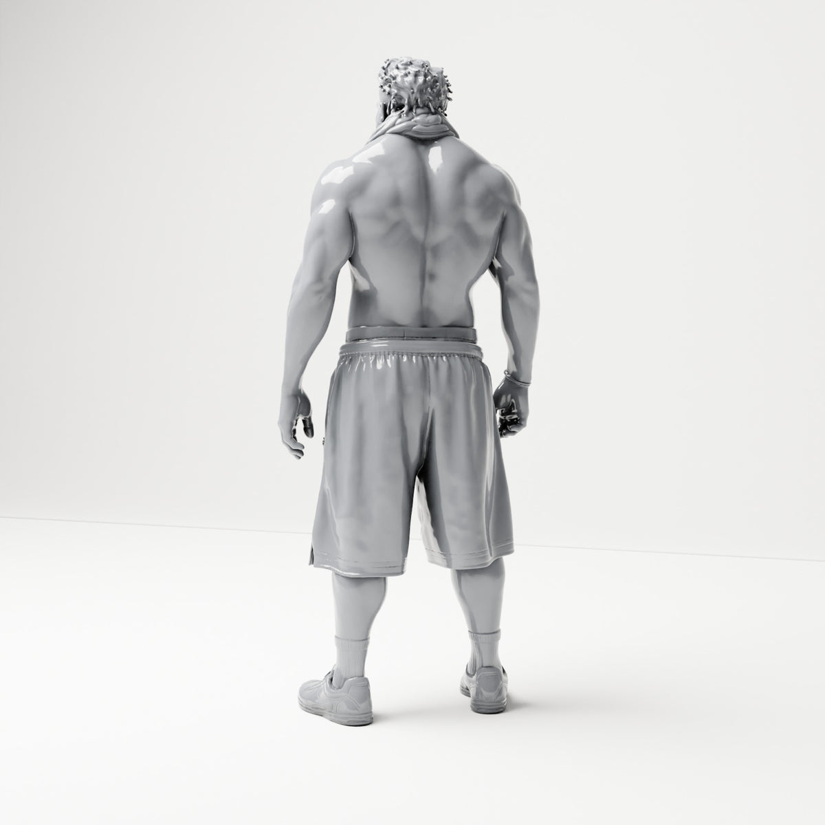 Diorama Modellbau Produktfoto 2: Stehende Figur: Mann mit Shorts, Sportschuhen und Handtuch um den Nacken (B073)