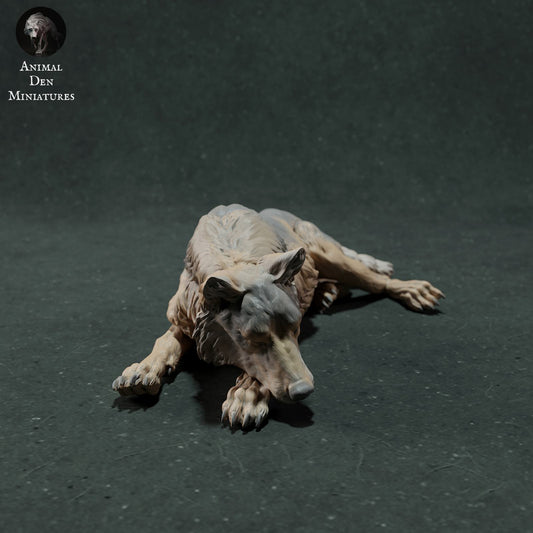Produktfoto Tier Figur Diorama, Modellbau: 0: Wildtier Figur: schlafender Iberischer Wolf (Ref 01_01_28)