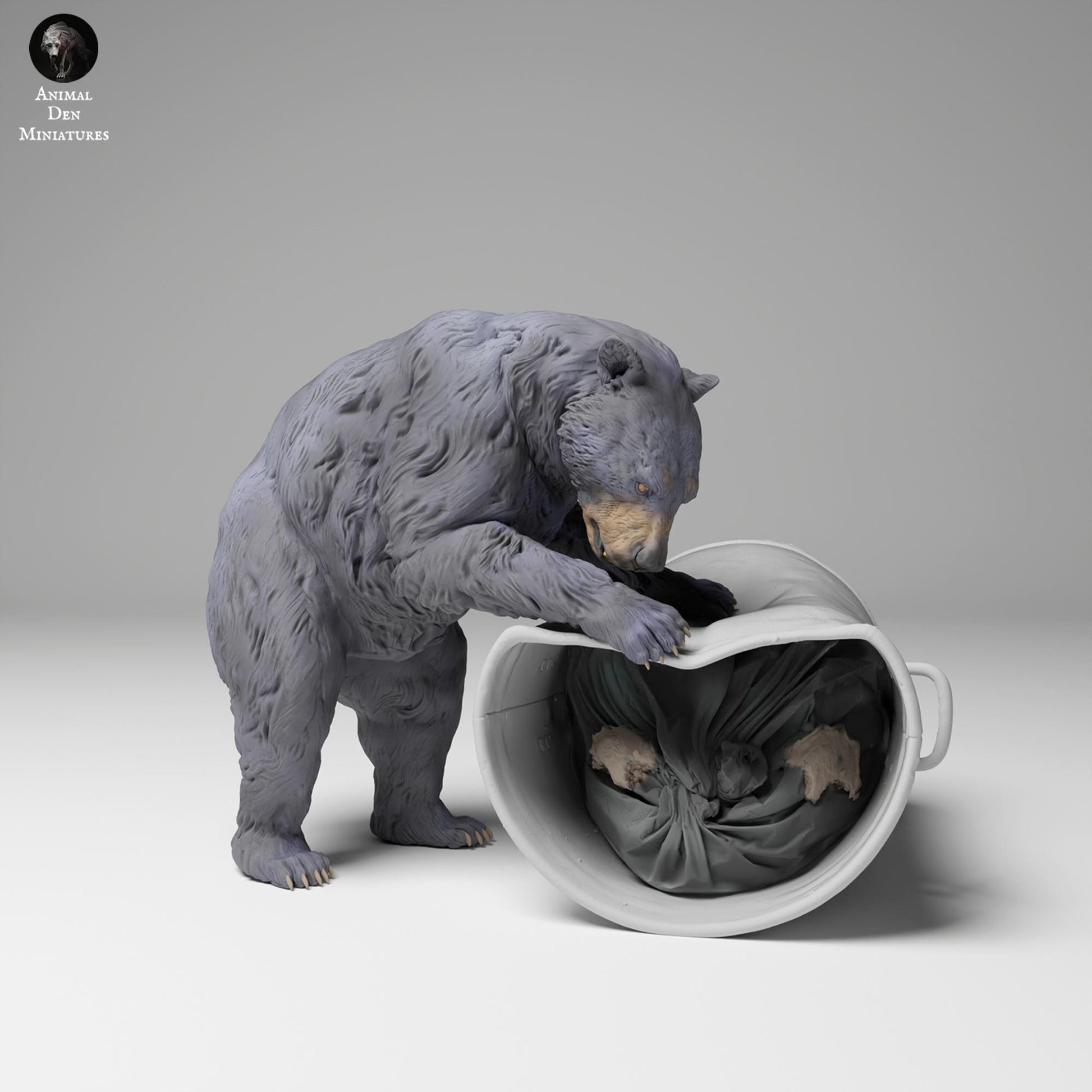Produktfoto Tier Figur Diorama, Modellbau: 0: Wildtier Figur: Schwarzer Bär zerstört Mülltonne (Ref 24_11_09)