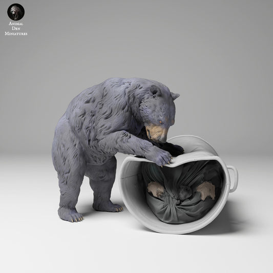 Produktfoto Tier Figur Diorama, Modellbau: 0: Wildtier Figur: Schwarzer Bär zerstört Mülltonne (Ref 24_11_09)