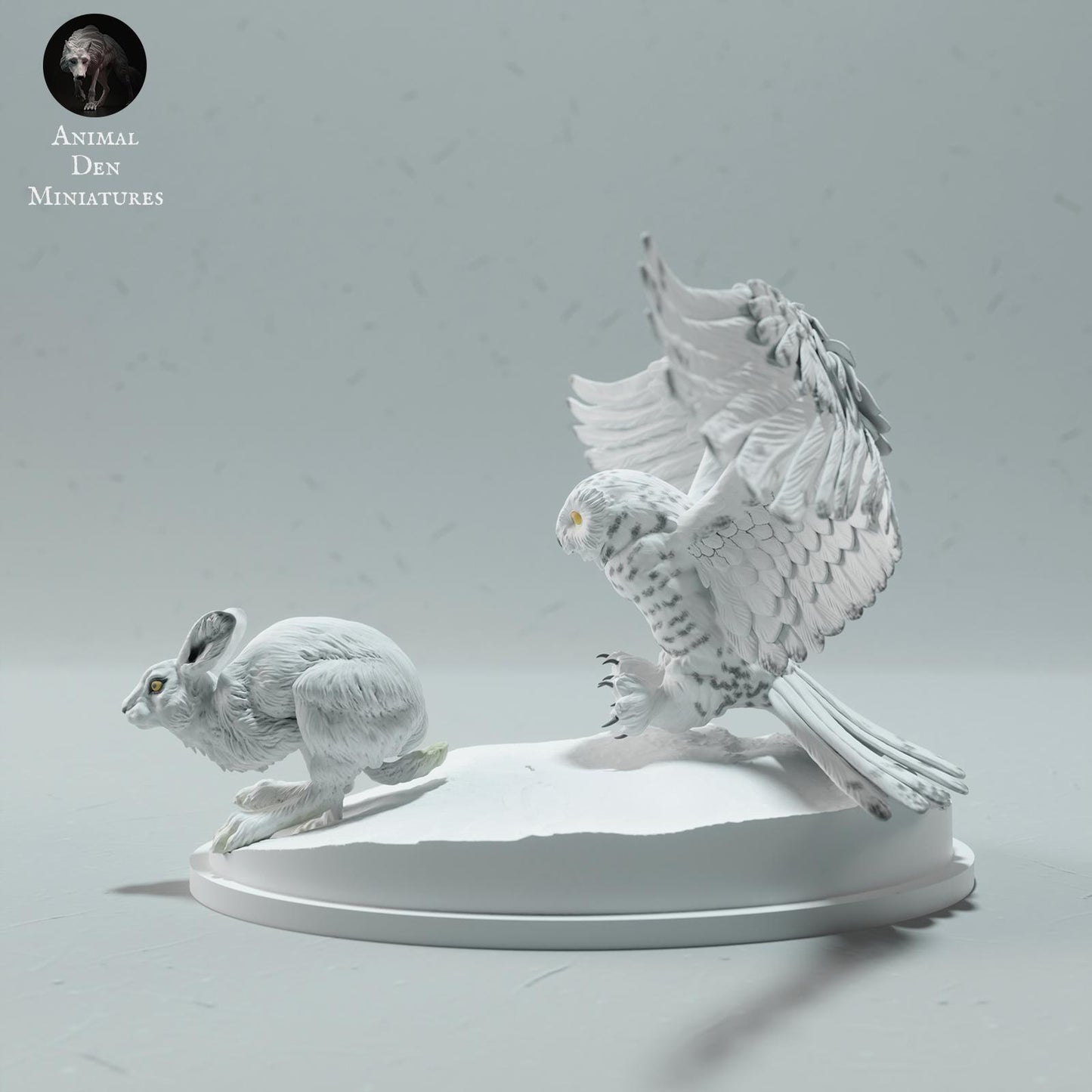 Product photo Animal Figure Diorama, Model Building: 0: Wild Animal Figure: hunting Snowy Owl with Arctic Hare (Ref 01_01_60)