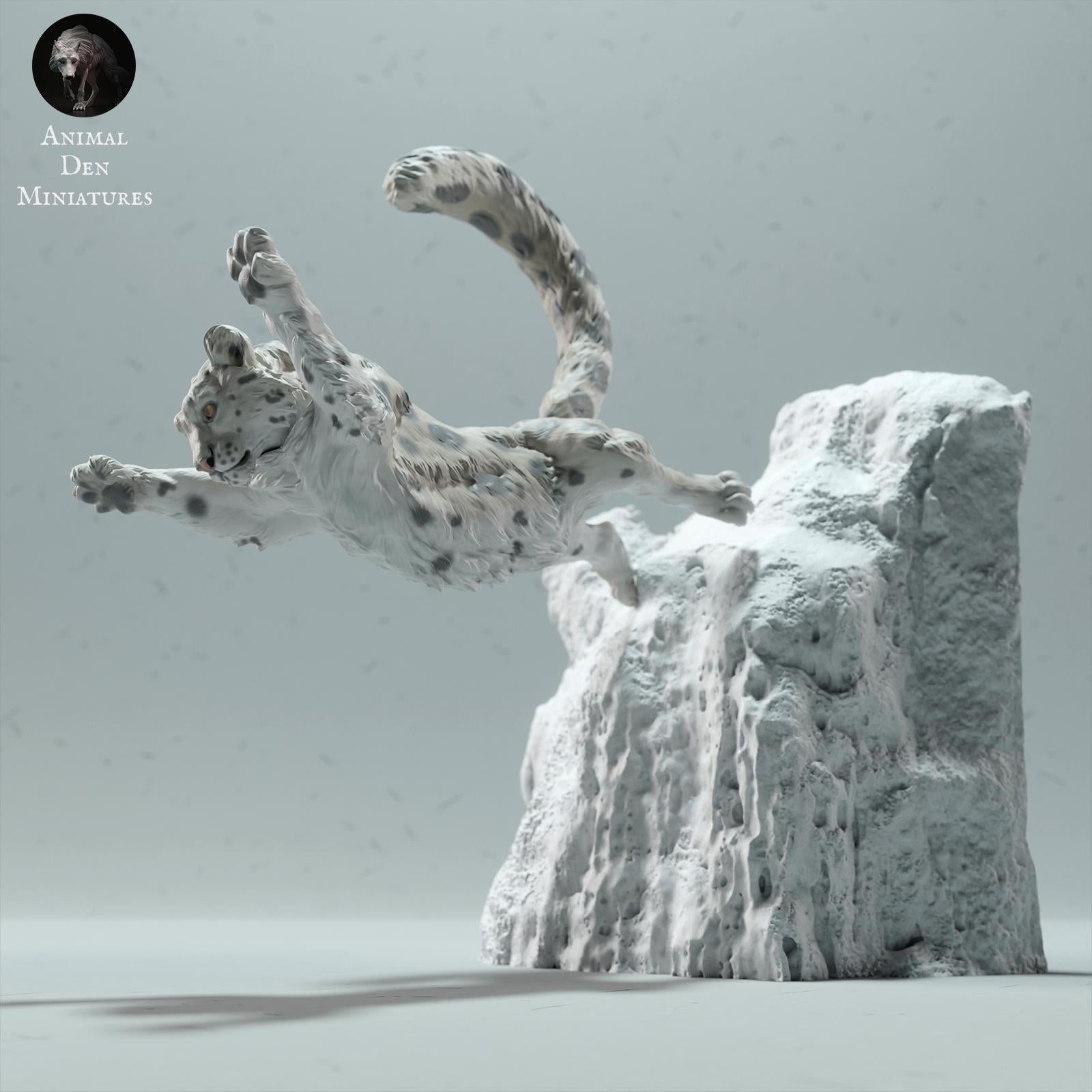 Product photo Animal Figure Diorama, Model Building: 0: Wild Animal Figure: leaping Snow Leopard (Ref 01_01_65)