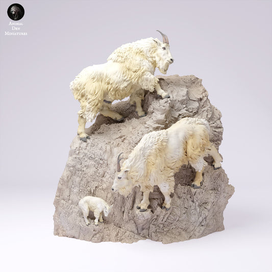 Produktfoto Tier Figur Diorama, Modellbau: 0: Wildtier Figur: Kletternde Bergziege – Rocky Mountains (Ref 25_01_03)