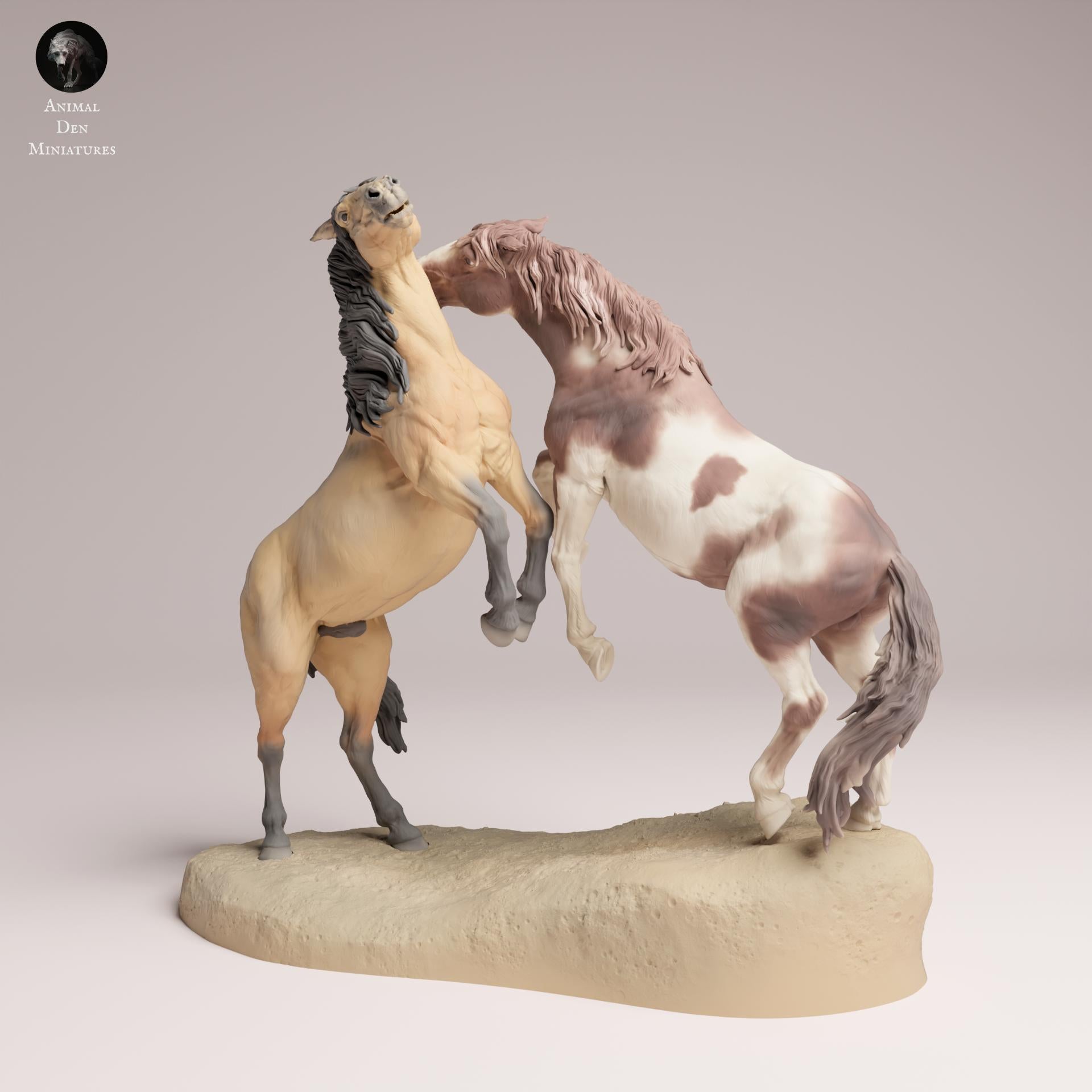 Product photo Animal Figure Diorama, Model Building: 0: Wild Animal Figures: Fighting Mustangs – Horses (Ref 25_09_03)