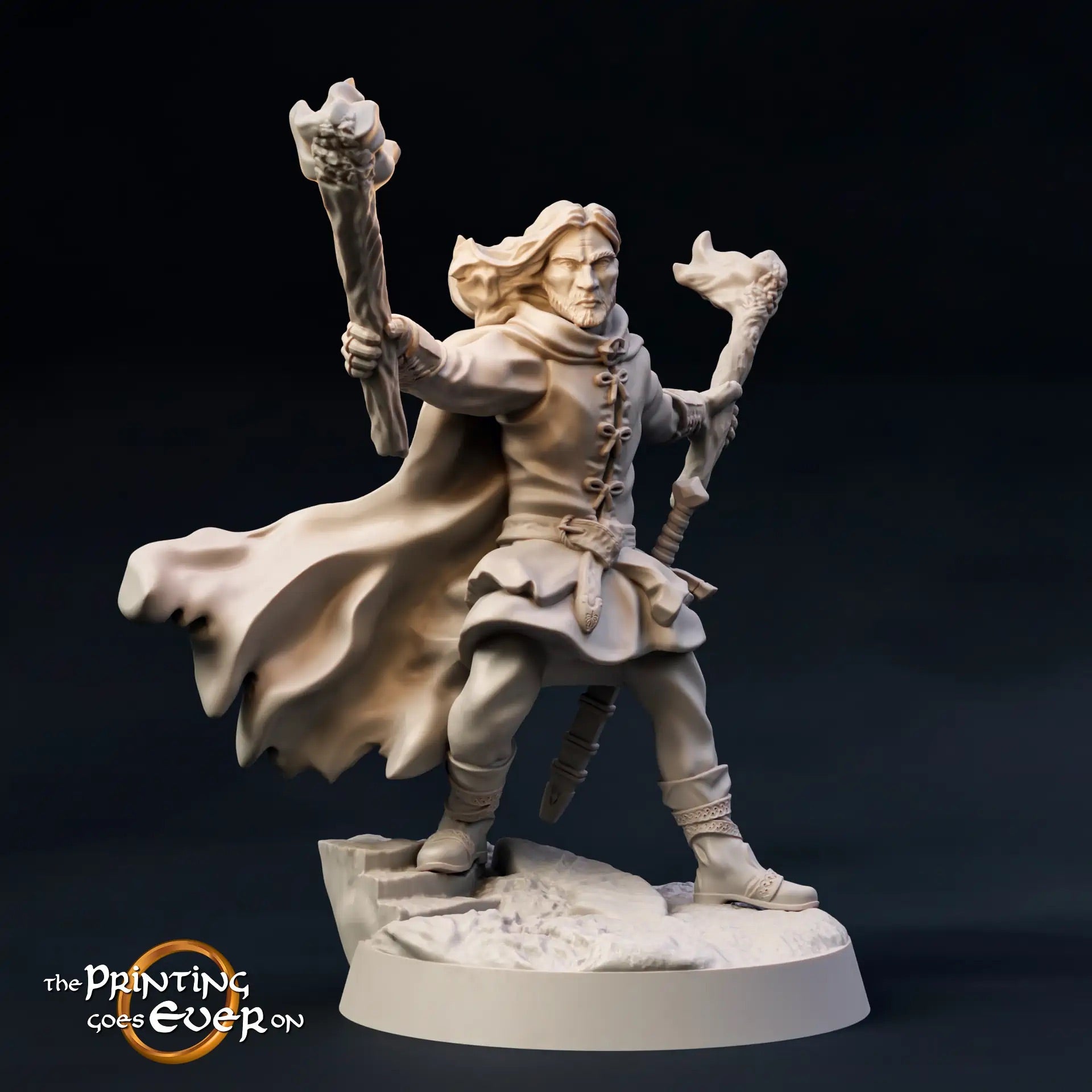 Product photo Tabletop 28mm The Printing Goes Ever On (TPGEO) 0: Dark Warriors in battle with brave warriors: Black figures ambush heroes