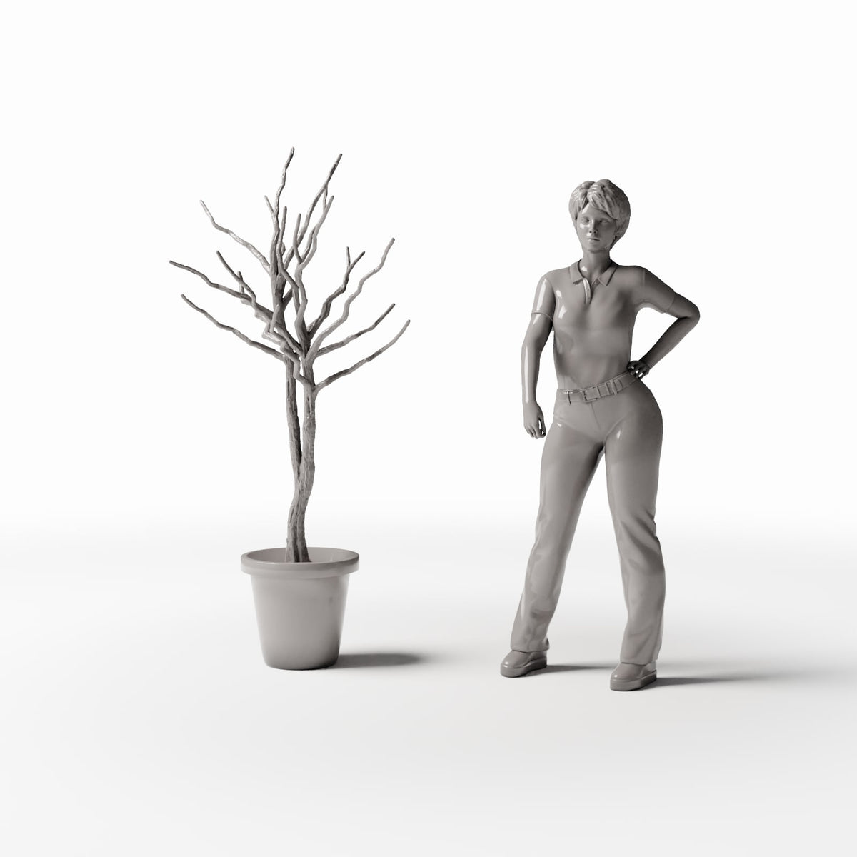 Diorama model-building product photo 1: Diorama Plants: Leafless Ornamental Tree in Flower Pot (Ref. 1099D)