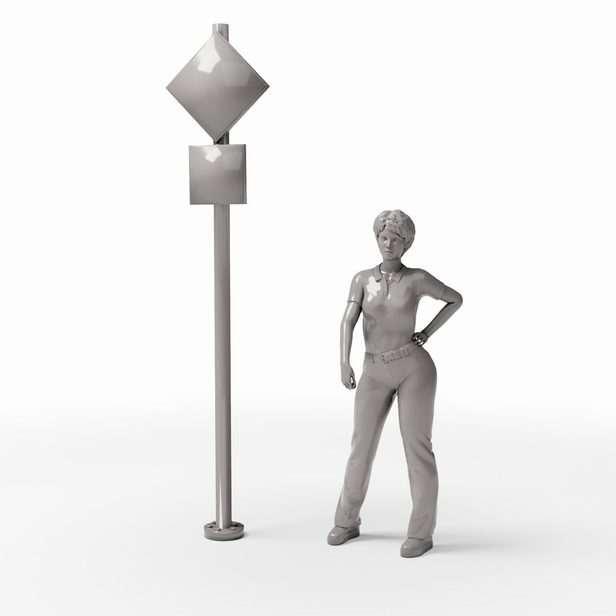 Diorama model-building product photo 1: Street Diorama: Traffic Sign Pole with Square Signs (Ref. 1141D)