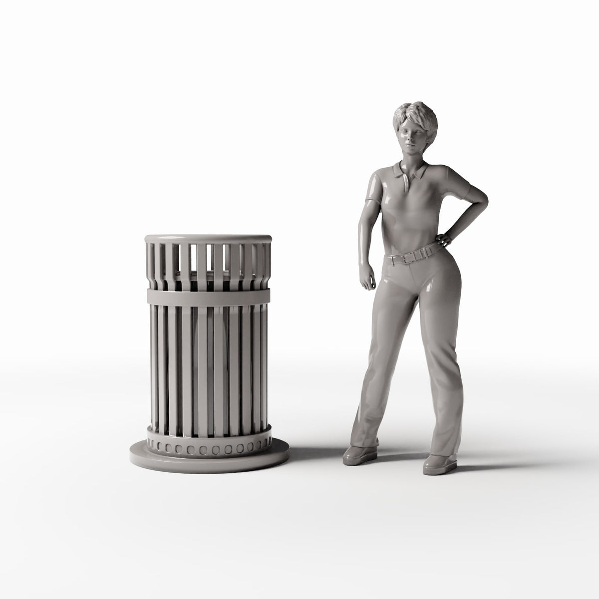 Diorama model-building product photo 1: Street Diorama: Open Slatted Trash Bin (Ref. 1150D)