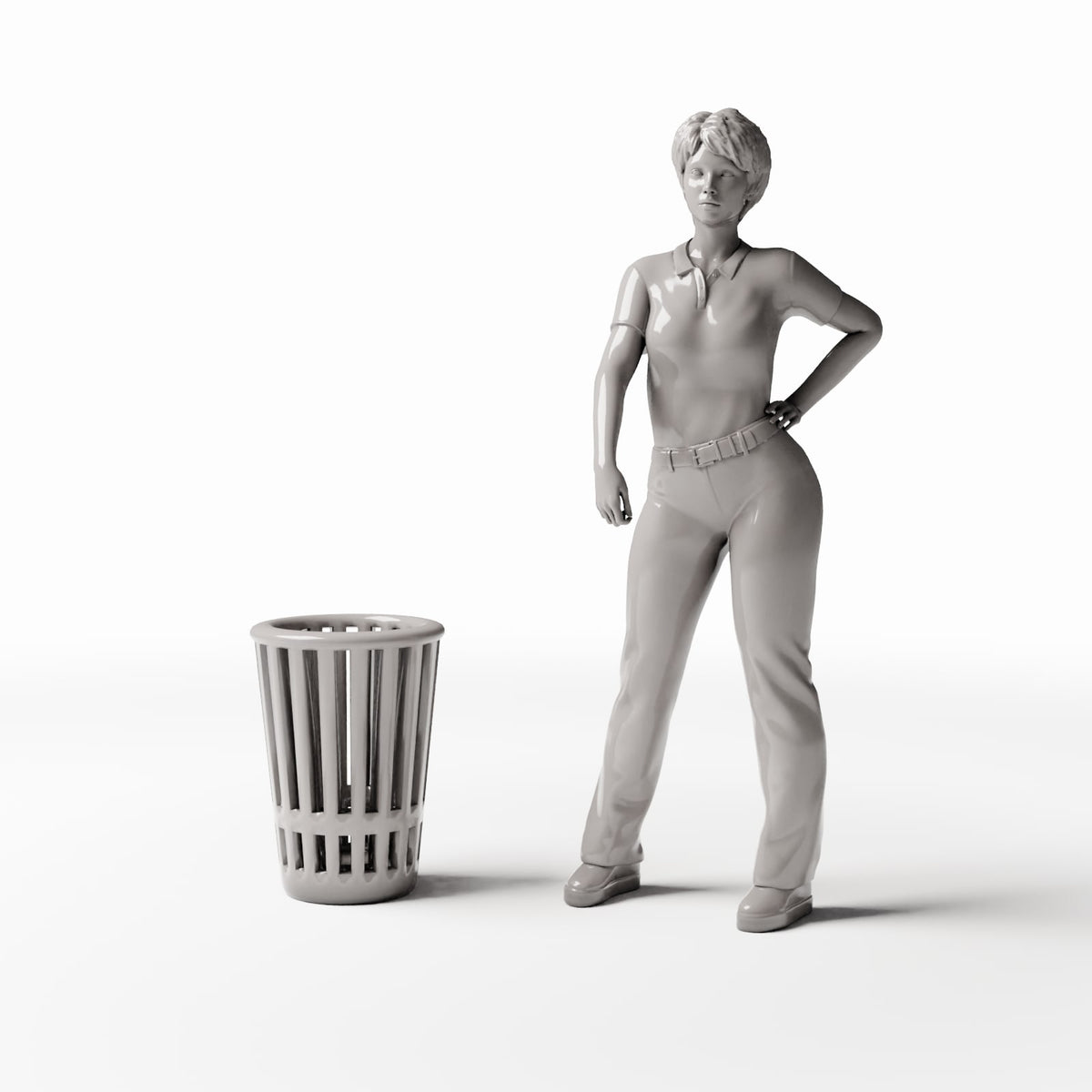 Diorama model-building product photo 1: City Diorama: Small Metal Slatted Trash Bin (Ref. 1174D)