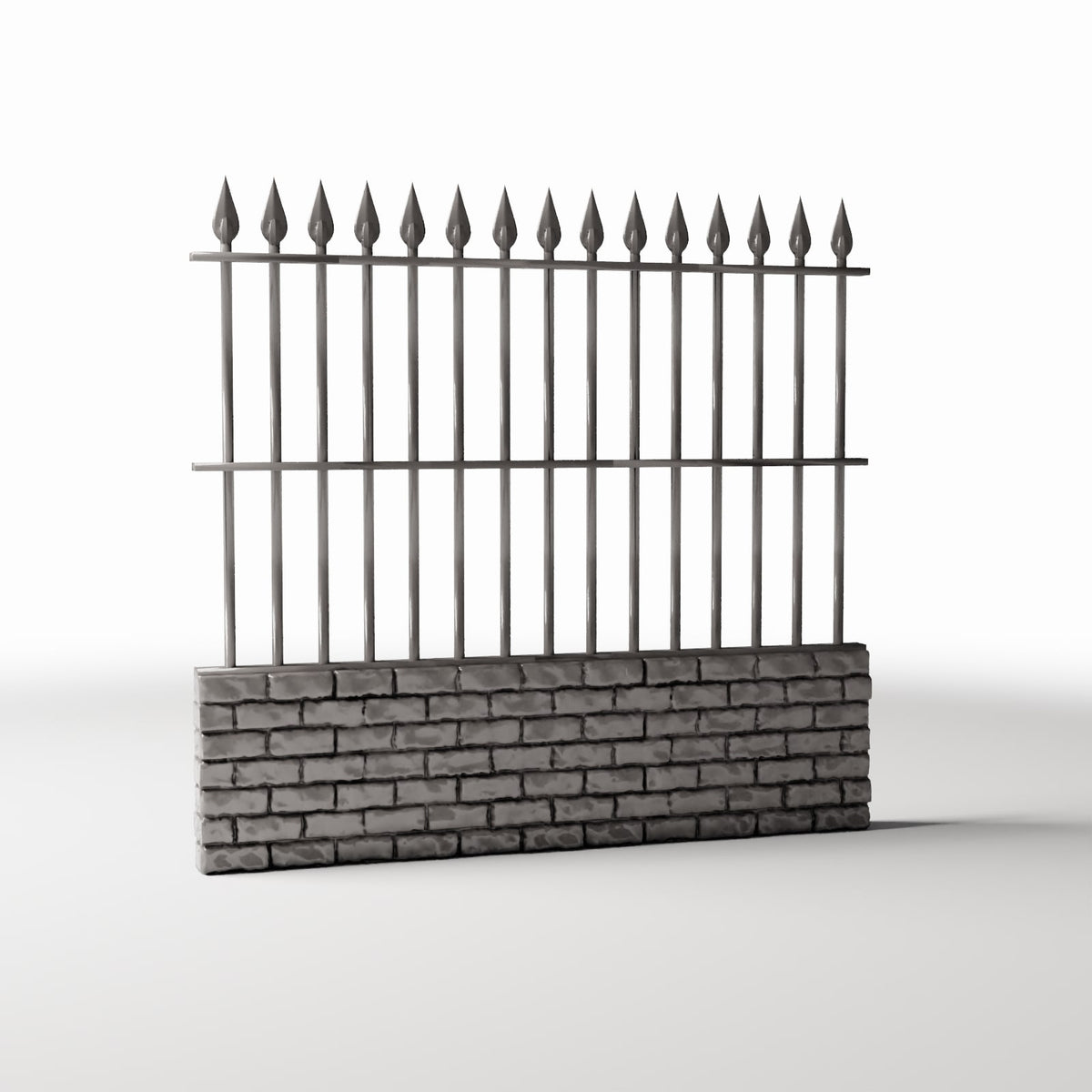Diorama model-building product photo 3: Garden Diorama: Tall Metal Fence on Brick Wall (Ref. 1193D)